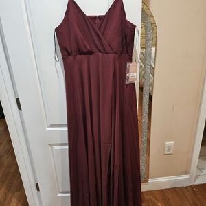 Elegant Birdy Grey Burgundy Evening Gown